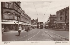 RP Ealing Broadway, London postcard with Trolley buses & Sayers store & people