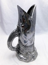 Arthur Court Aluminium Fish Jug with Carnelian Eyes 12"