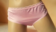 Baby Pink Silky Knickers Buttery Soft Liquid Satin Panties UK M 12 US 7