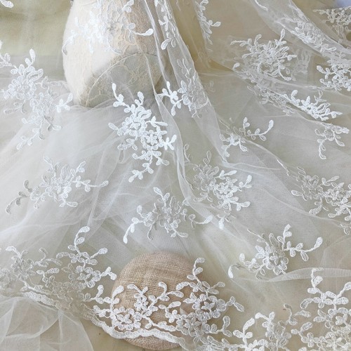 Off white lace fabric - off-white,