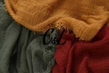 Crimped Frayed Edge Crinkle Maxi Plain Scarf Elegant Super Soft Hijab Shawl Wrap