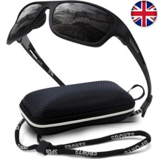 Sports Sunglasses Polarised UV Cycling Running Hiking Surfing Cricket Ski Black