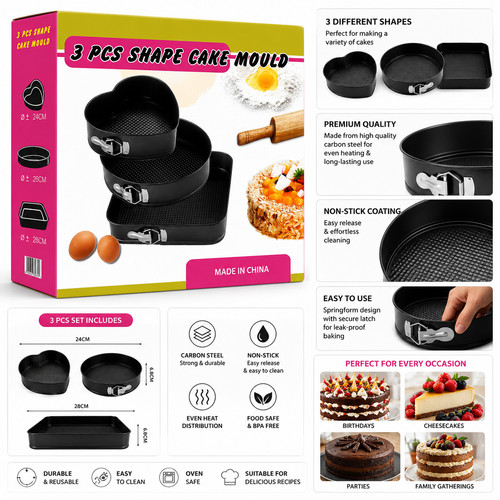 3pcs springform cake tin - springform,