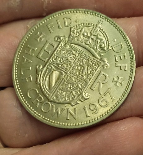 1967 half crown coin queen - half, coin.