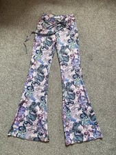 Bershka purple dragon print flares slinky stretchy size small 6/8