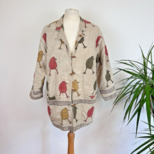 Orvis Jacket of Birds Size 12 Brown Multicoloured Embroidered Wooden Toggles
