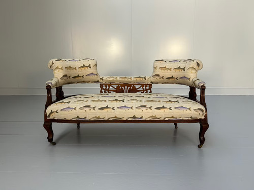 Antique open back 2 seat - back", 2-seat
