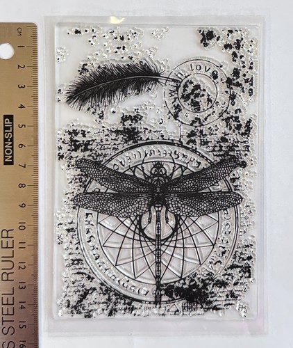 Clear rubber stamp dragonfly