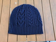 Head Porter plus Cable Knit Beanie Navy Wool Blend HF Goodeough Vintage 2000s 