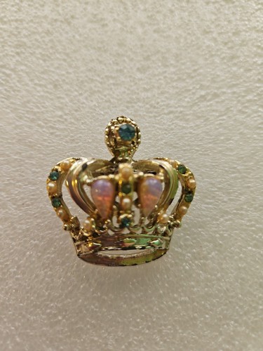 Vintage crown brooch pin - brooch,