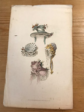 023e  Original Ackermann's Repository Regency Lithograph Head Dresses 1826