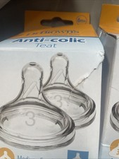 Dr. Brown's Options+ Wide-Neck Bottle Teat, Level 3 (6m+) Pack of 2(Box damage)