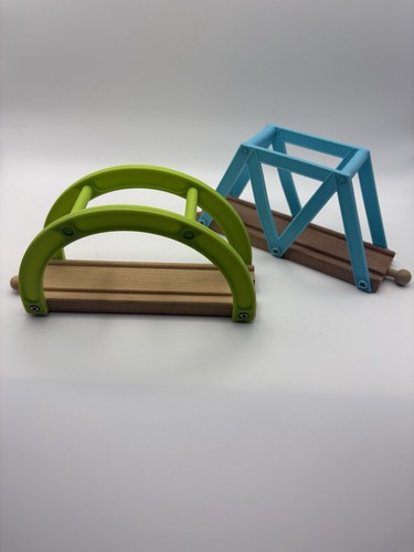 Wooden train track bridge - train,
