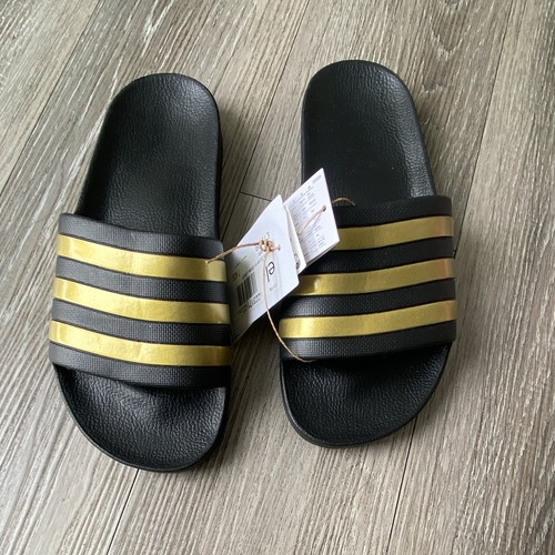Adidas adilette black gold - adilette, black/gold
