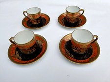 FOUR VERY FINE VINTAGE NORITAKE COFFEE CUPS AND SAUCERS,EXCEPTIONAL QUALITY.