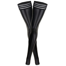 Look Footless Pantyhose Tights Stockings Clubwear Women Sexy Faux PU Leather Wet