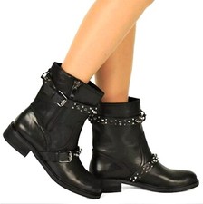 Sam Edelman Adele Ladies Black Leather Studded Ankle Boots Size US 9 M UK 7