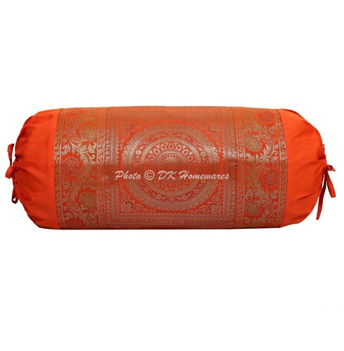 Orange bolster cover - bolster, brocade