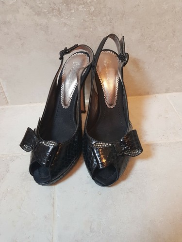 Bourne black croc effect - black, open