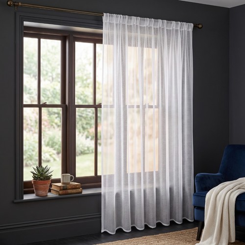 White net curtains voile sheer - white,