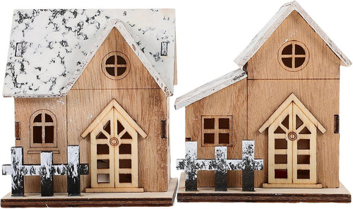 2pcs wooden christmas houses - christmas,