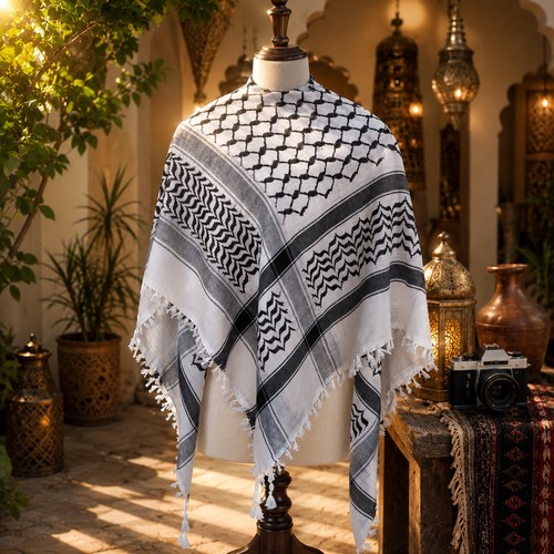 Red and white palestinian - white,