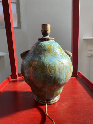 Blue green ceramic table - ceramic, lamp