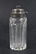 Antique 1860 Sterling Silver & Glass Mustard Pot Hallmarked 'JE' London 11cm 