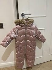 girls snowsuit Pramsuit 12-18 months Pink Next