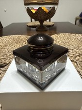 Montblanc Meisterstück Inkwell Brown Resin & Crystal Desk Inkwell Germany Rare
