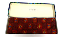 VINTAGE AUSTIN REEED SCARF OPERA 100% SILK MAROON PATTERNED LINED ITALY BOXED