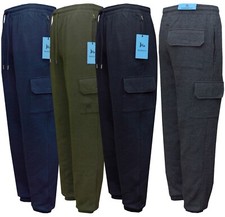 Mens Elasticated Joggers Cargo Combat Jogging Trousers Tracksuit Bottoms M - 3XL