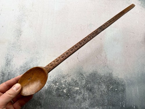 Vintage wooden spoon carved - vintage,