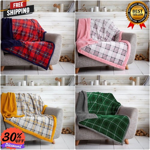 Teddy fleece throw tartan - fleece,