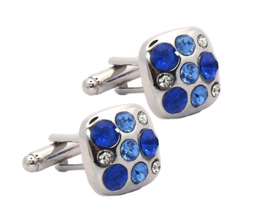 Square cufflinks with sapphire - with,