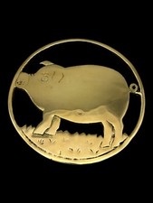 Vintage Round Solid Brass Pig