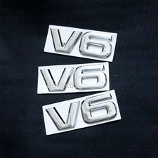 3x Chrome Silver Huge V6 Metal