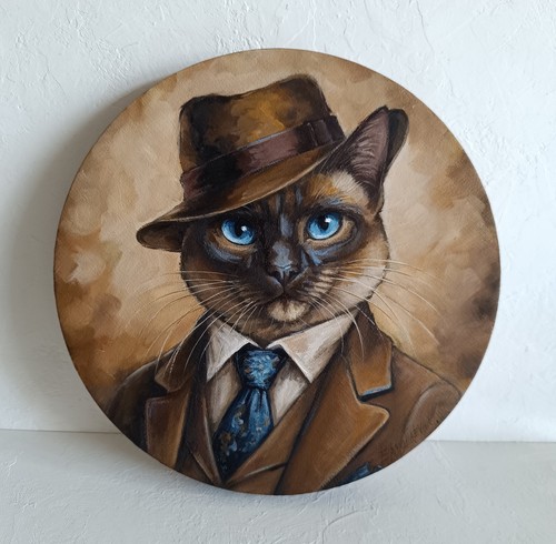 Siamese cat detective - detective, portrait