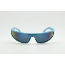 80s vintage 2 tone visor sunglasses. Blue wraparound with white stripes. Ska mod