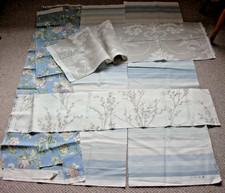 LAURA  ASHLEY FABRIC OFFCUTS BLUE & GREY X 6 UPHOLSTERY WEIGHT
