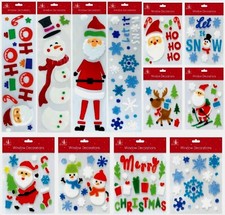 Christmas Window Stickers Xmas Santa Snowman Gel Decal Wall Home Shop Decor