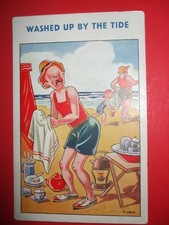 Old SEASIDE comic postcard WASHED UP BY THE TIDE