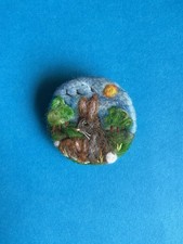 Handmade Needle Felted Brooch Wildlife Rabbit and Baby Rabbit