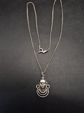 Sterling Silver Masai Female Warrior Bust Pendant On 18" Silver Necklace 6.1g