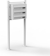White 3 Door Pillar Letterbox