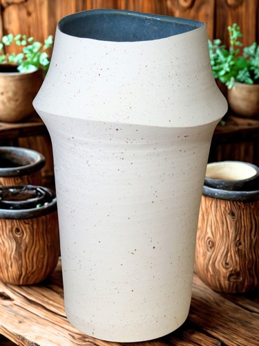 Ceramic vase white large - vase,