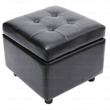 Faux Leather Storage Ottoman
