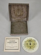 1915 PATENT NEGRETTI & ZAMBRA POCKET WEATHER FORECASTER WITH BOX & INSTRUCTIONS