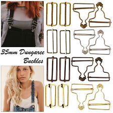 Metal Dungaree Buckle & Slider Set 35mm Clips for Braces Overalls Dressmaking