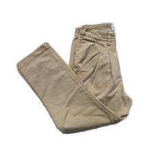 L.F MARKEY WOMENS BEIGE PLEATED TAPERED LEG CHINO TROUSERS. UK 6, EU 34.